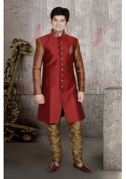 Designer Maroon Indo Western Sherwani